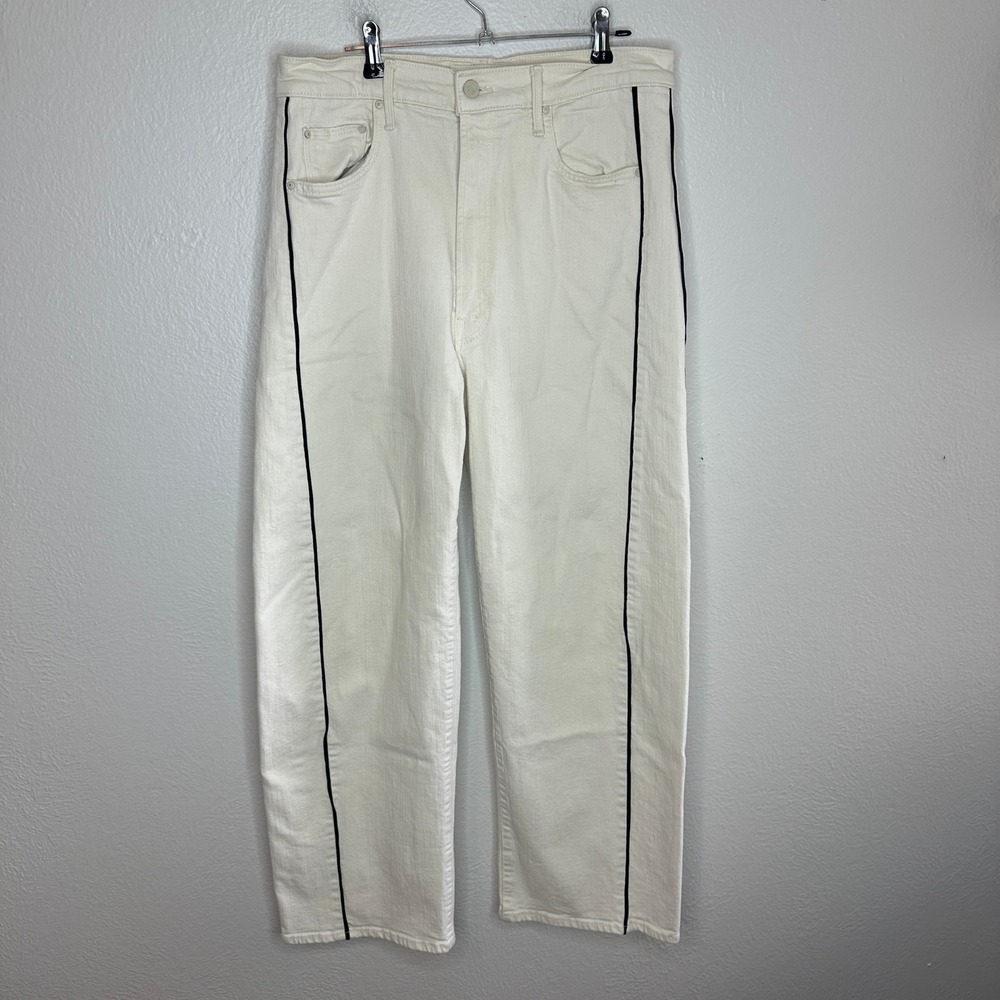 MOTHER The Half Pipe High-Rise Ankle Jeans Ivory Wide Leg Barrel Size 31 - Picture 4 of 12